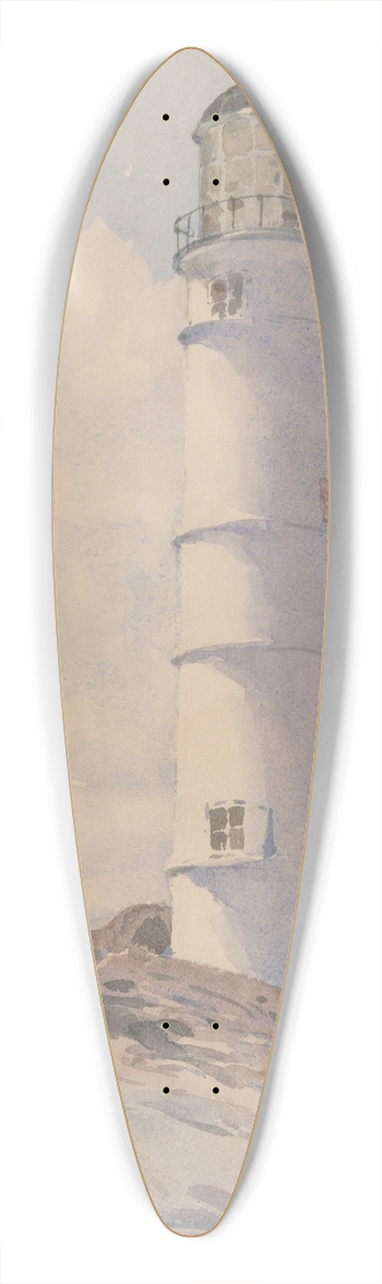 Childe Hassam - Lighthouse, Isle of Shoals 39.3 inch art pintail longboard deck