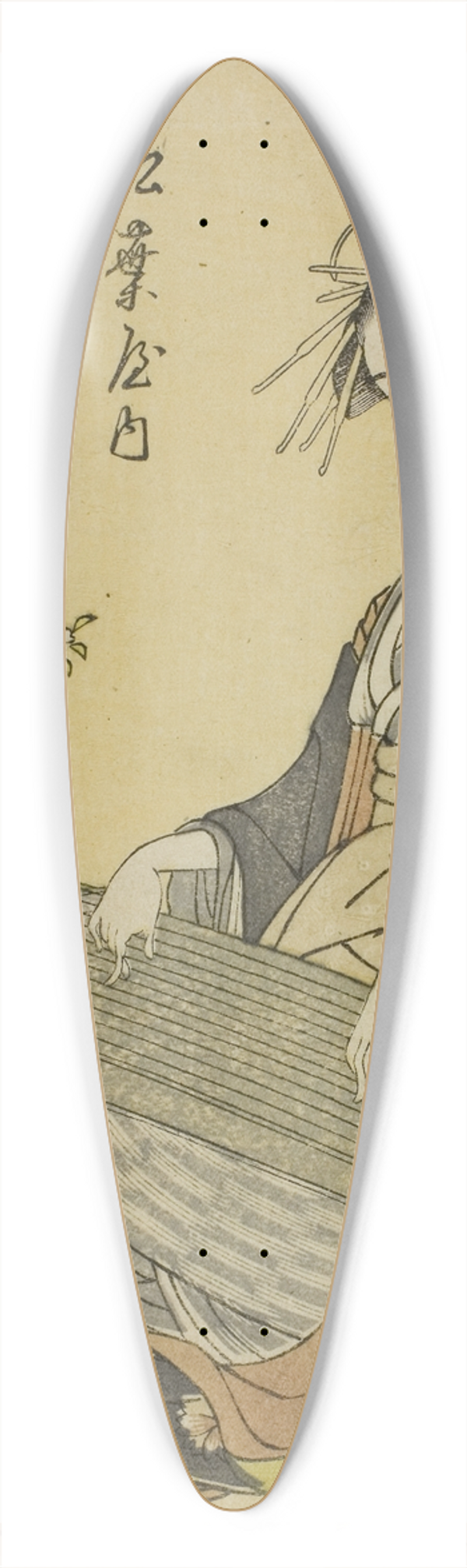 Chokosai Eisho - The Courtesan Somenosuke of the Matsubaya, and Attendants Wakagi and Wakaba, from the series A Comparison of Contemporary Beauties (Tosei bijin awase) 39.3 inch art pintail longboard deck
