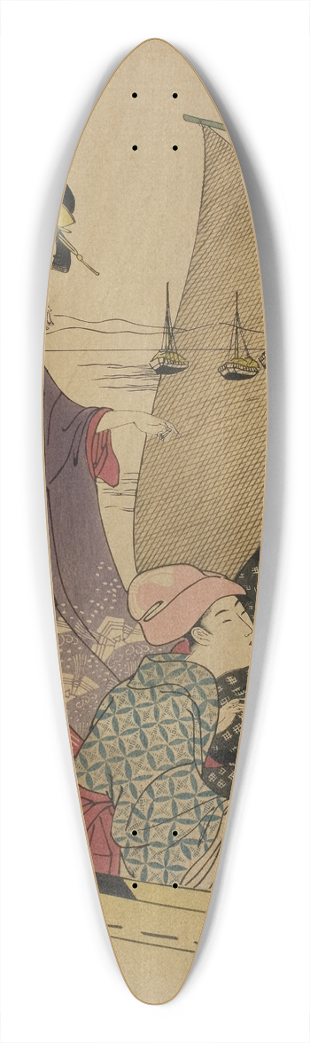 Chokosai Eisho - Women on a Fishing Boat 39.3 inch art pintail longboard deck