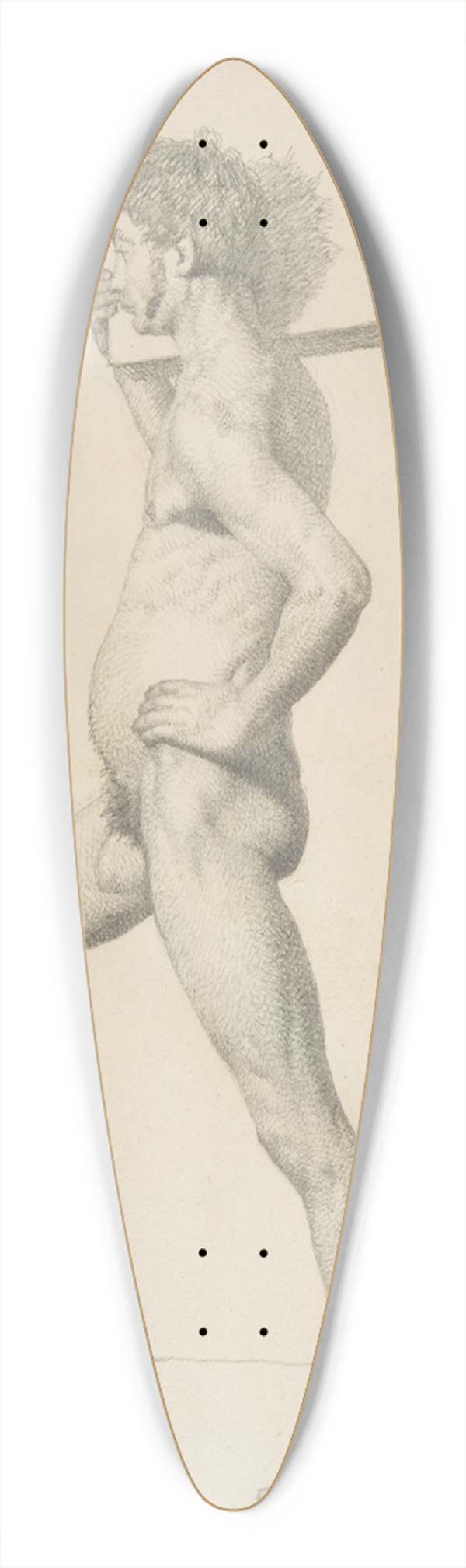 Christen Kbke - Study of a Male Nude Shouldering a Wooden Block 39.3 inch art pintail longboard deck