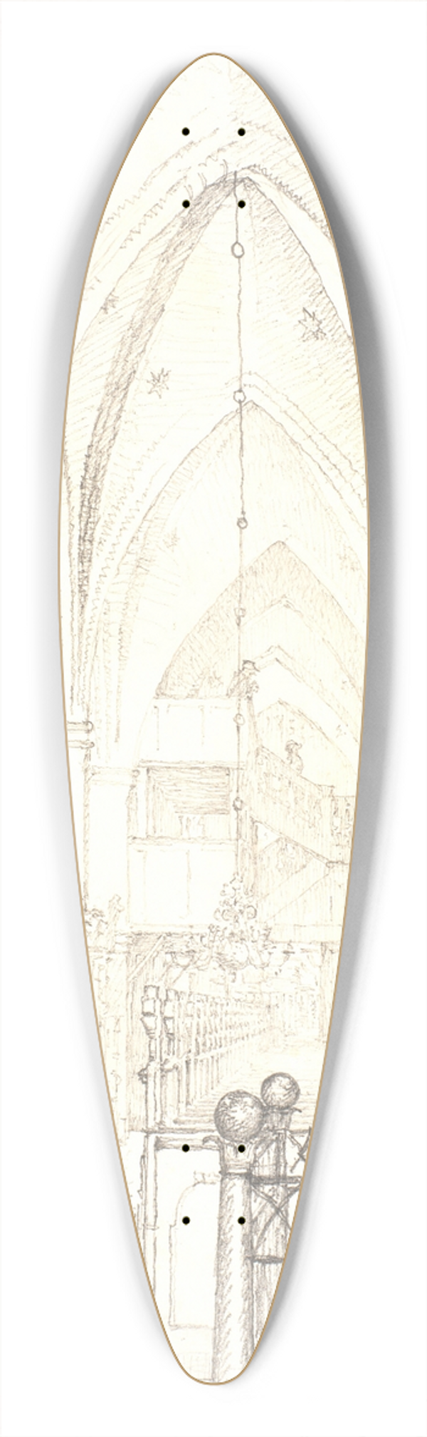 Christen Kbke - The Southern Aisle of St. Canutes Church in Odense 39.3 inch art pintail longboard deck