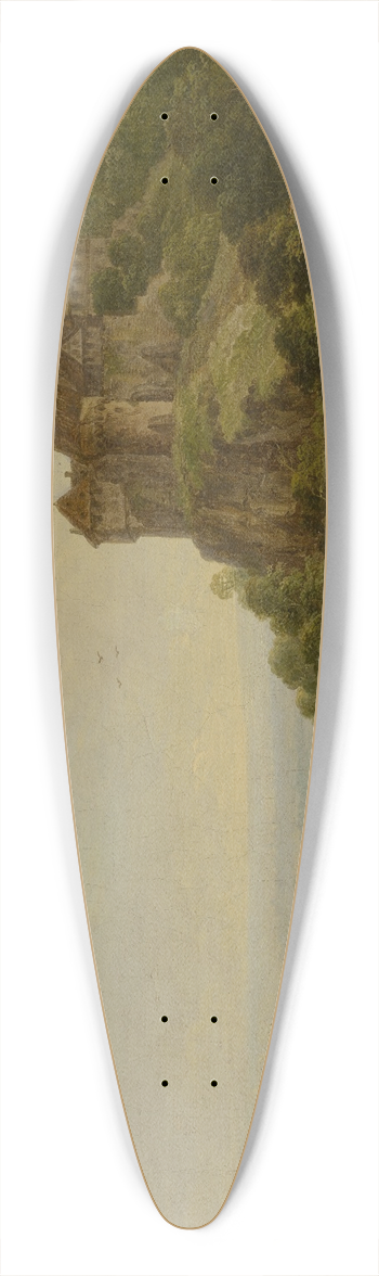 Christian Georg Schtz the elder - Landscape with Castle 39.3 inch art pintail longboard deck