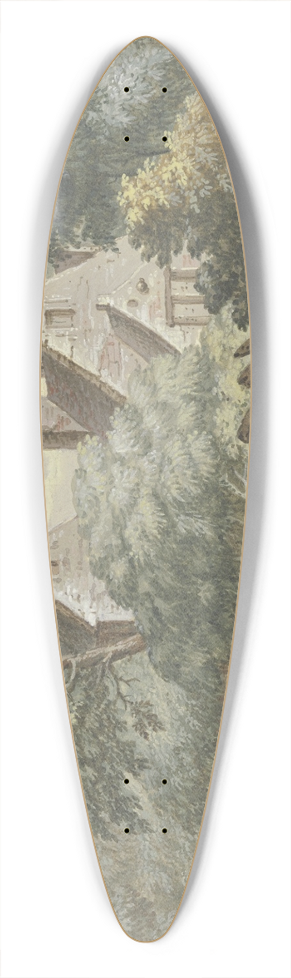 Christian Georg Schtz the Younger - Drfchen zwischen Bumen an einem Bach, im Vordergrund zwei Figuren 39.3 inch art pintail longboard deck