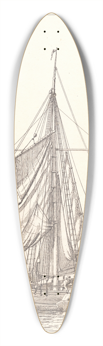 Christoffer Wilhelm Eckersberg - En dansk jagt som trrer sejl i stille vejr 39.3 inch art pintail longboard deck