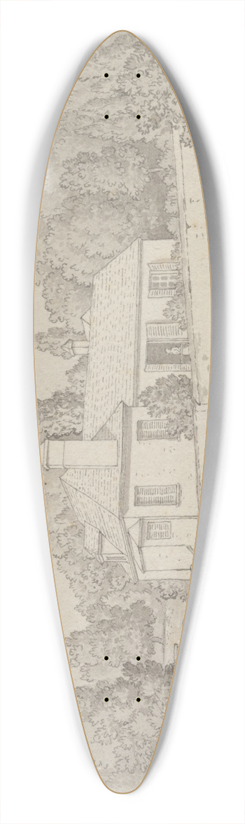 Christoffer Wilhelm Eckersberg - Jean Jacques Rousseaus hus i slotsparken i Ermenonville 39.3 inch art pintail longboard deck