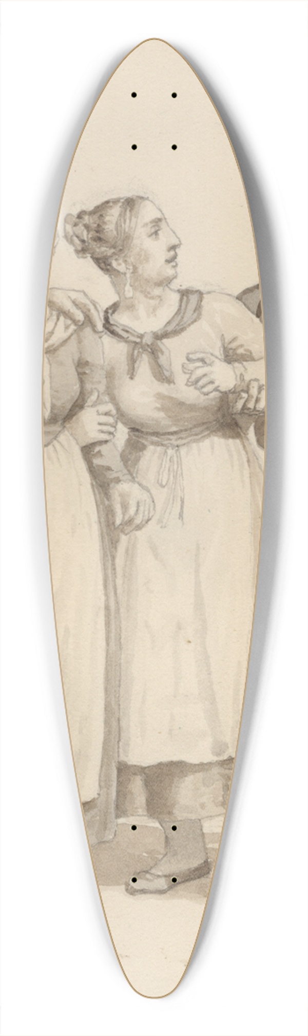 Christoffer Wilhelm Eckersberg - To smnd gr kur til et par piger 39.3 inch art pintail longboard deck