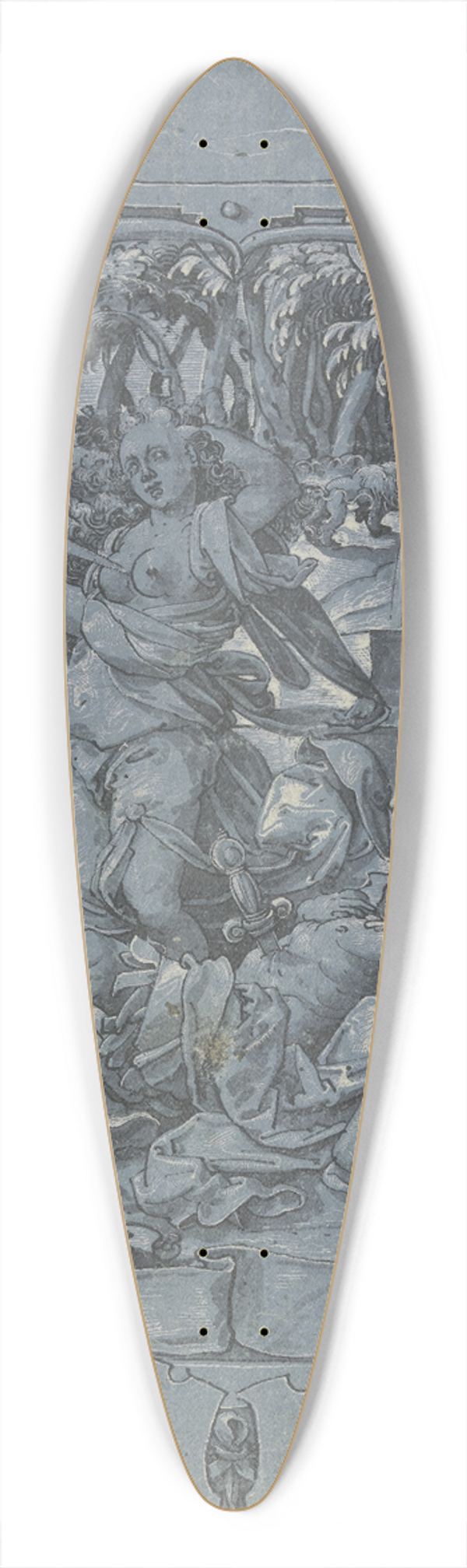 Christoph Murer - Thisbe an der Leiche des Pyramus, in der Rahmung links Daphne mit dem Amorknaben, rechts Apollo, vom Pfeile Amors getroffen, oben und unten Putten 39.3 inch art pintail longboard deck