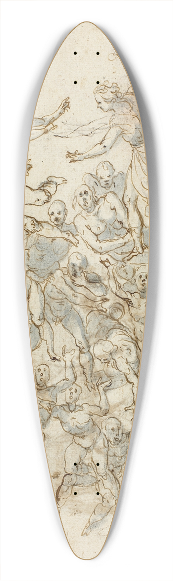 Circle of Charles Le Brun - Fall of the Damned 39.3 inch art pintail longboard deck