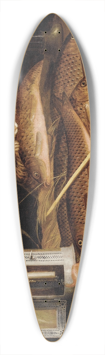 Circle Of Sebastian Stoskopff - Kitchen Still Life with Fish and Cat 39.3 inch art pintail longboard deck