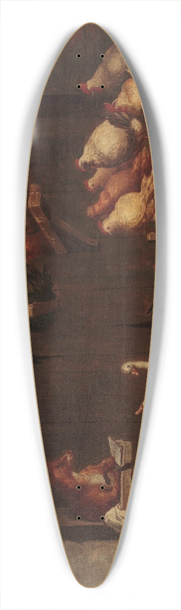 Claude Gillot - Fox preaching to birds 39.3 inch art pintail longboard deck