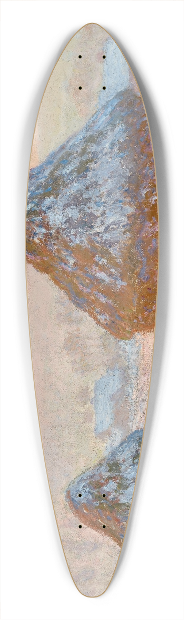 Claude Monet - Wheatstacks, Snow Effect, Morning 39.3 inch art pintail longboard deck