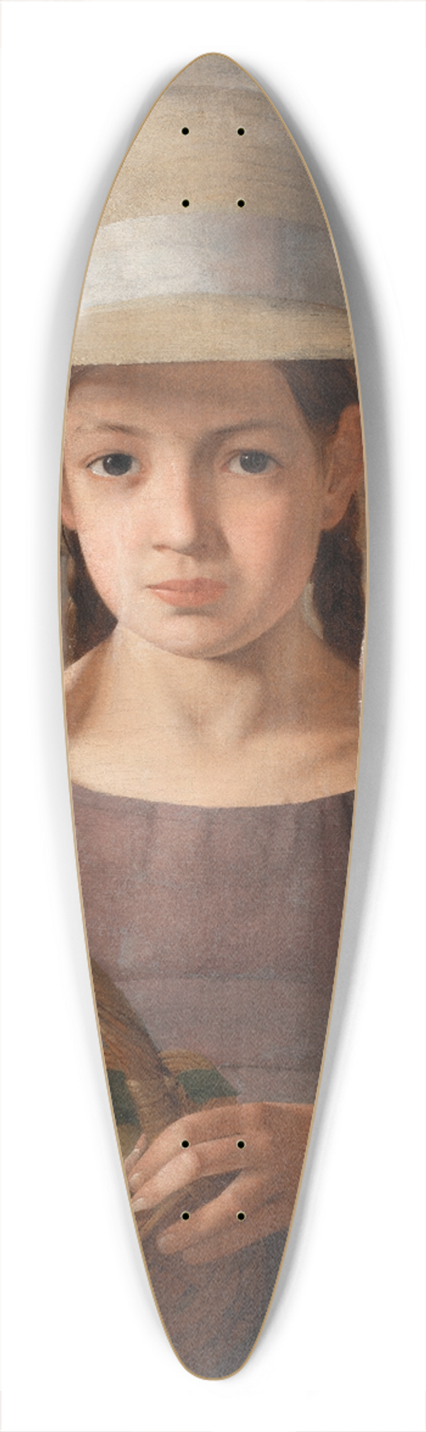 Constantin Hansen - A Girl with Fruits in a Basket 39.3 inch art pintail longboard deck