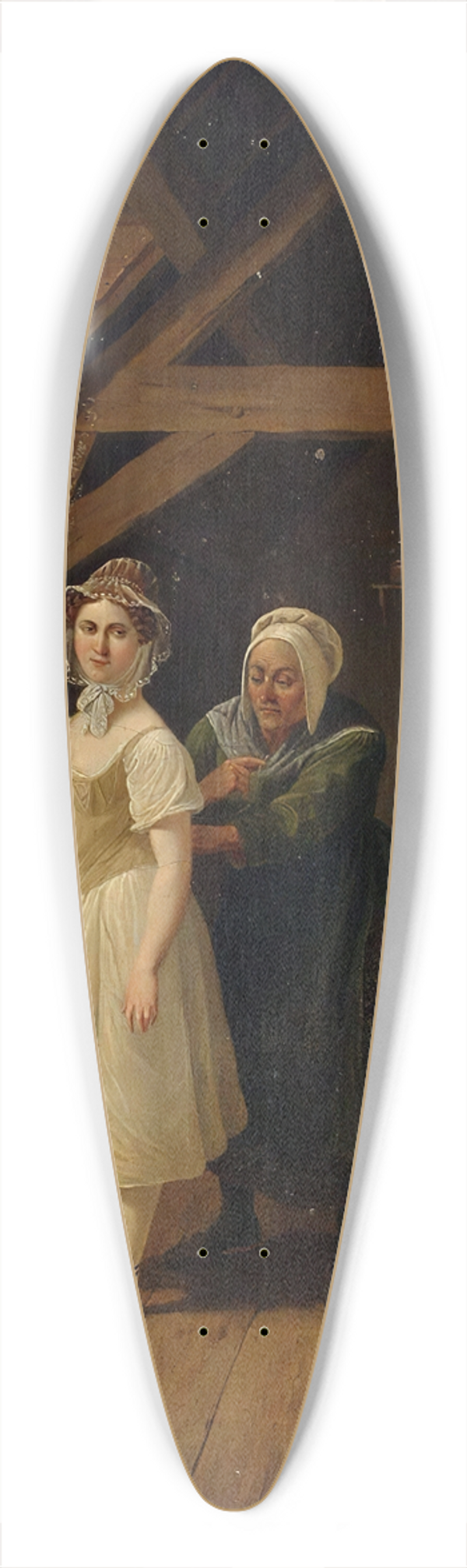Constantinus Fidelio Coene - Maid Sewing A Lady Into A Corset 39.3 inch art pintail longboard deck