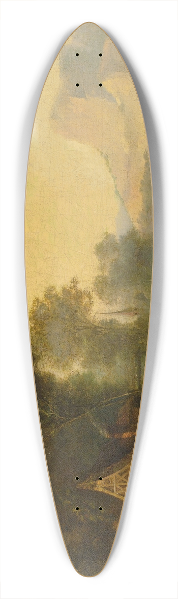 Continental School - River Landscape With Figures 39.3 inch art pintail longboard deck