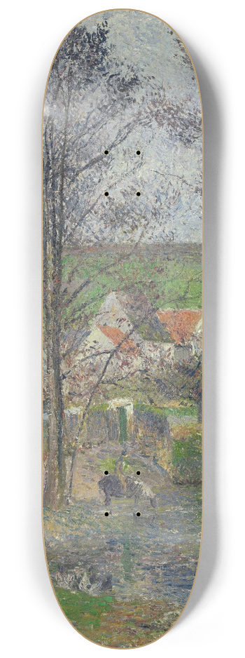 Camille Pissarro - The banks of the Viosne at Osny in grey weather, winter 8.25 inch art skate deck
