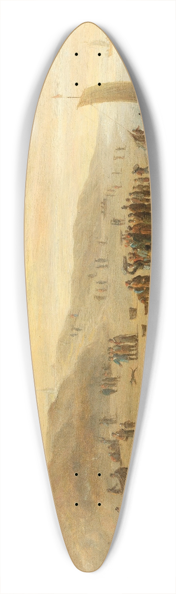 Cornelis Beelt - A beach scene with fishermen and their boats 39.3 inch art pintail longboard deck