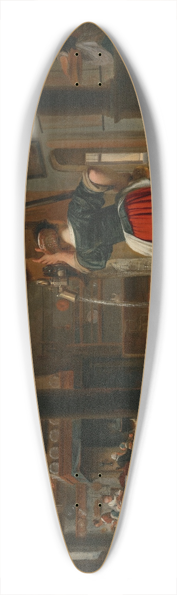 Cornelis Bisschop - A maid pumping water in a kitchen interior 39.3 inch art pintail longboard deck