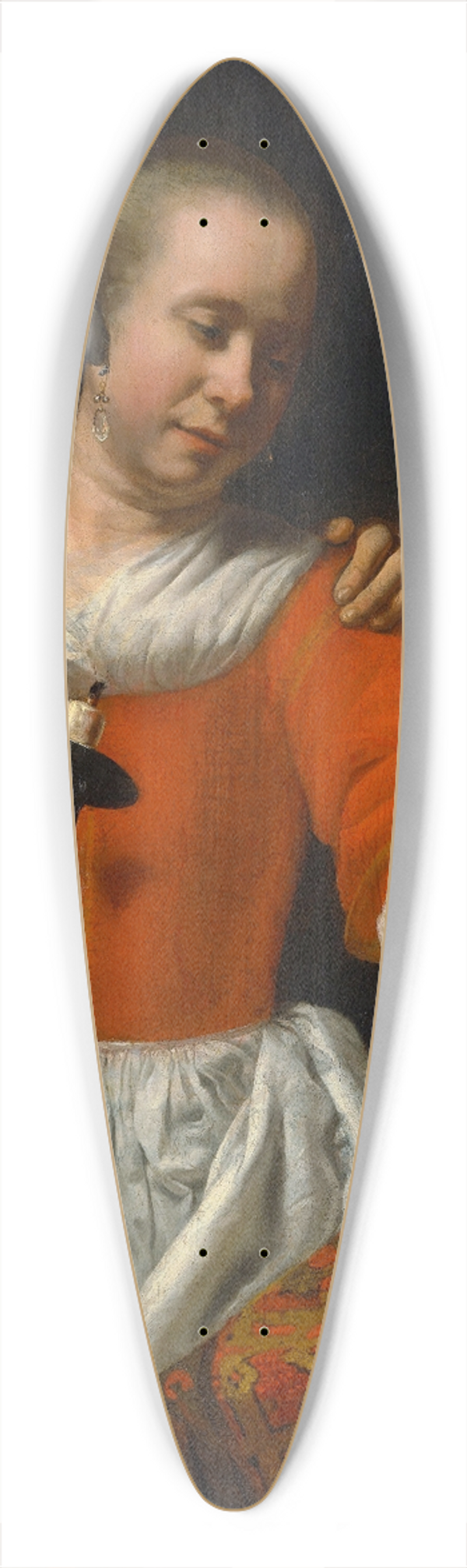 Cornelis Bisschop - A Young Woman and a Cavalier 39.3 inch art pintail longboard deck