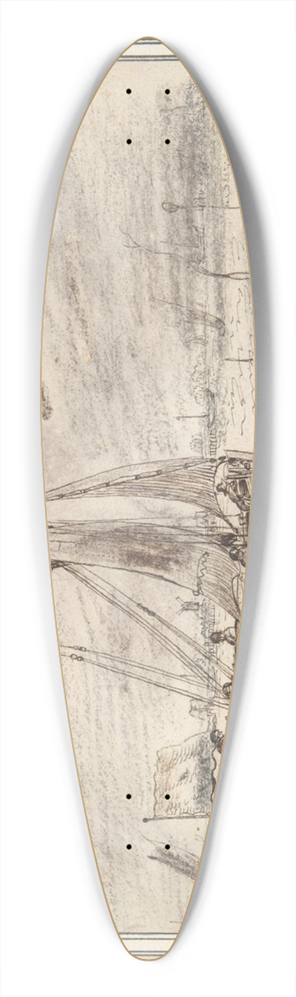 Cornelis Claesz. van Wieringen - Boat Sailing in StormyWeather early 39.3 inch art pintail longboard deck