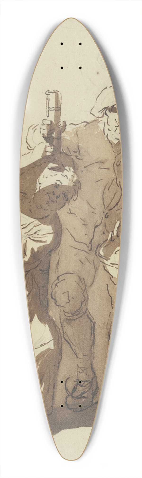 Cornelis Dusart - Bauer mit einem Glas zwischen zwei Frauen, die eine mit einem Kind, die andere mit einem Korb 39.3 inch art pintail longboard deck