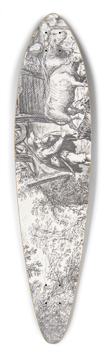 Cornelis Matthieu - Landskab med en hyrde med to ker og fire geder 39.3 inch art pintail longboard deck
