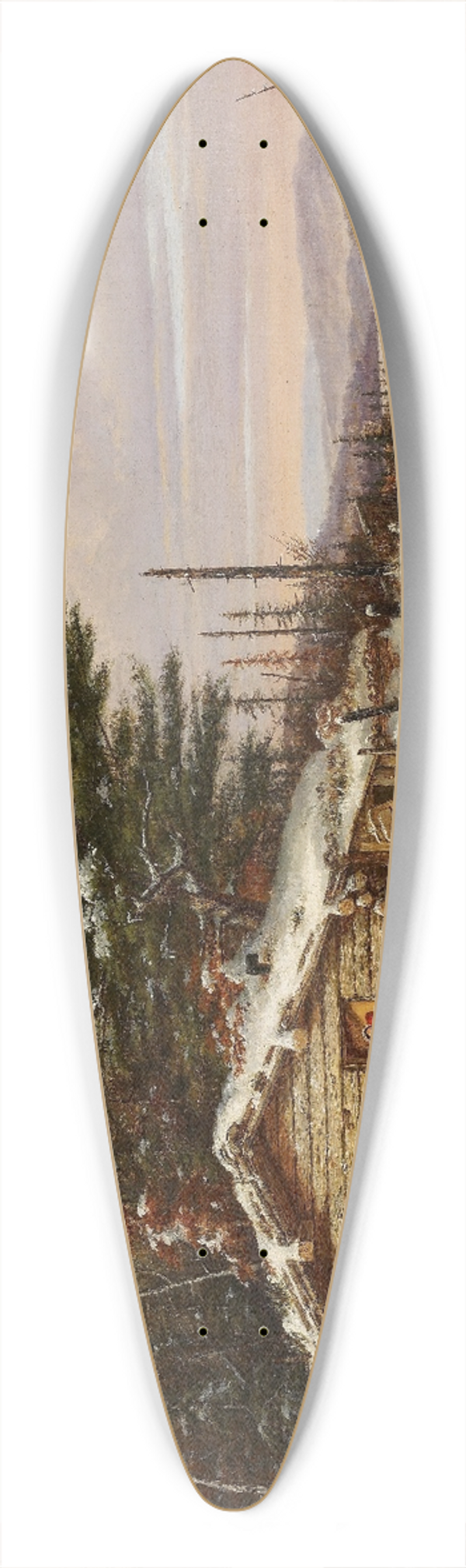Cornelius David Krieghoff - Settlers Log House 39.3 inch art pintail longboard deck