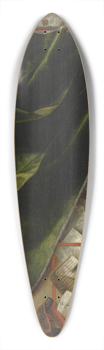 Cornelius Norbertus Gijsbrechts - Trompe-loeil; Letter Rack with a Pocket Violin and a Pistol 39.3 inch art pintail longboard deck