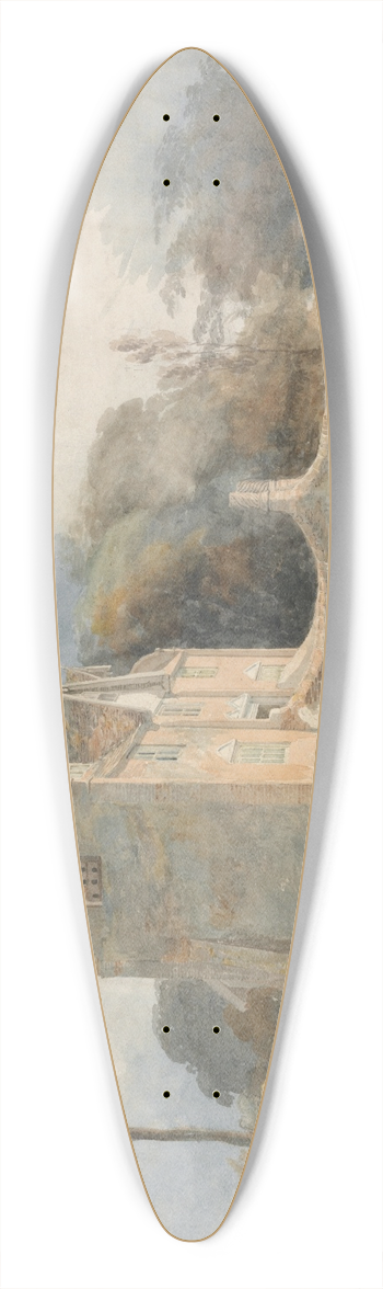 Cornelius Varley - A Moated House 39.3 inch art pintail longboard deck