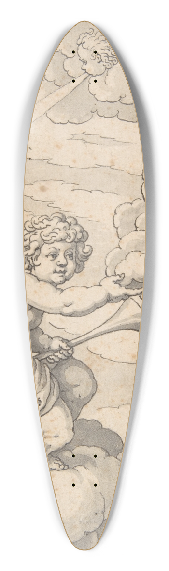 Crispijn de Passe the Elder - Putto Holding a Cloud and Horn 39.3 inch art pintail longboard deck