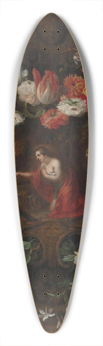 Daniel Seghers - Flower wreath frames the virgin Mary 39.3 inch art pintail longboard deck