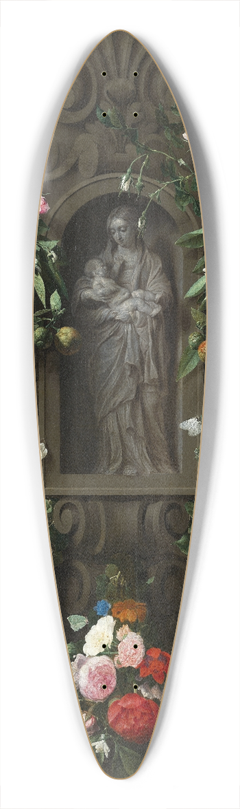 Daniel Seghers - Garland of Flowers surrounding a Sculpture of the Virgin Mary 39.3 inch art pintail longboard deck