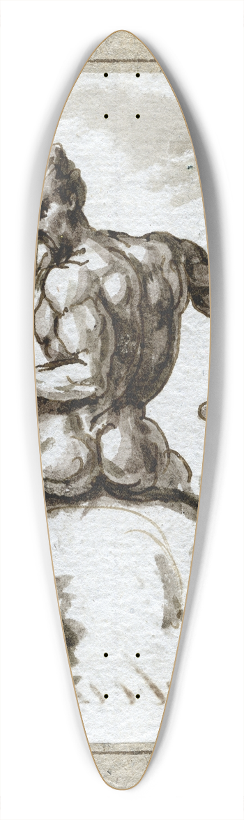 David Humbert de Superville - Bebaarde naakte man, vermoedelijk te paard (rugfiguur) 39.3 inch art pintail longboard deck