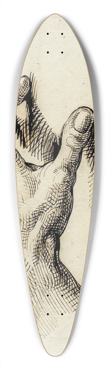 David Humbert de Superville - De linkerhand van Humbert, rustend op een ondergrond 39.3 inch art pintail longboard deck