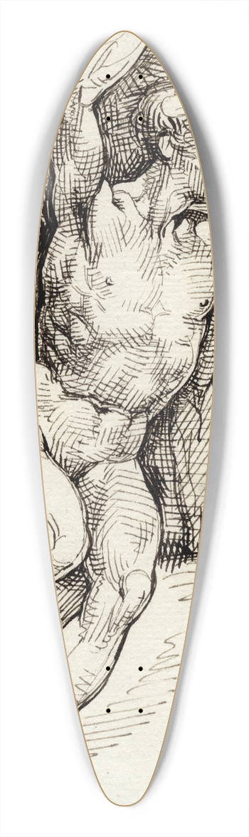 David Humbert de Superville - Zittend mannelijk naakt, met geheven arm 39.3 inch art pintail longboard deck