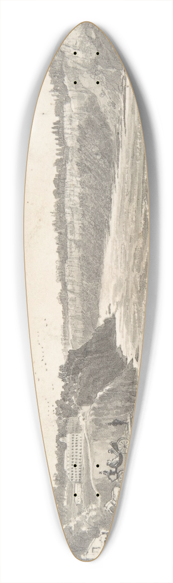 David Octavius Hill - View of a river with a promenade 39.3 inch art pintail longboard deck