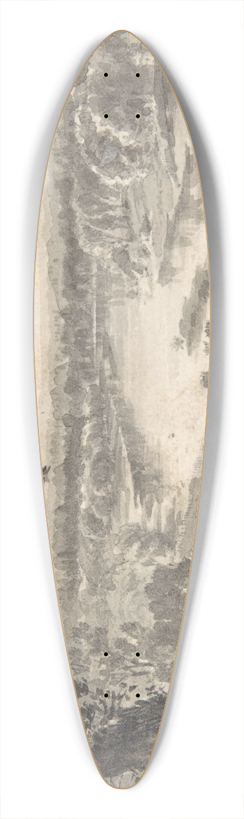 David Octavius Hill - View of the Thames with Figures in Foreground 39.3 inch art pintail longboard deck