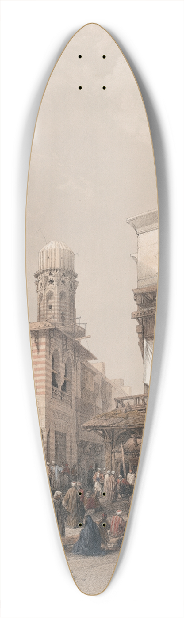 David Roberts - Bazaar of the coppersmiths, Cairo. 39.3 inch art pintail longboard deck