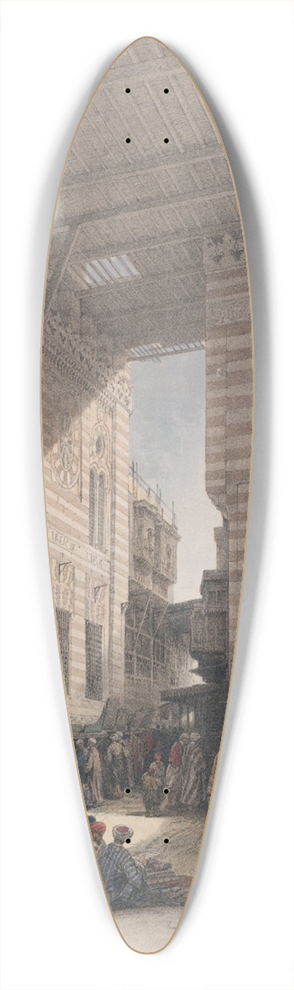 David Roberts - Bazaar of the silk mercers, Cairo. 39.3 inch art pintail longboard deck