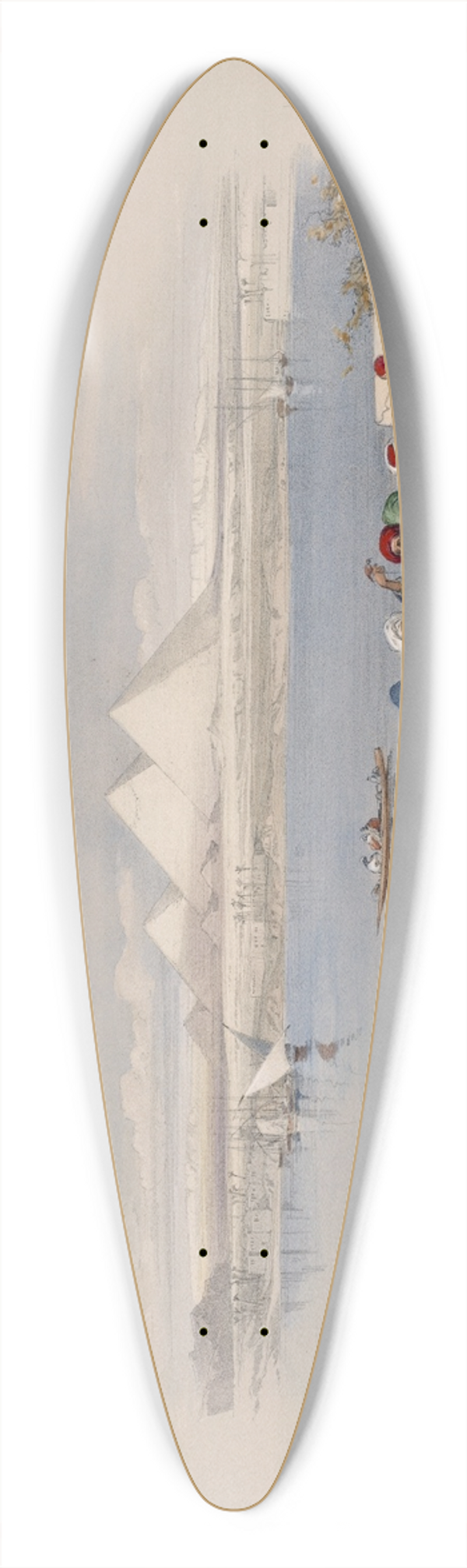 David Roberts - Pyramids of Gezeeh [Giza], from the Nile. 39.3 inch art pintail longboard deck