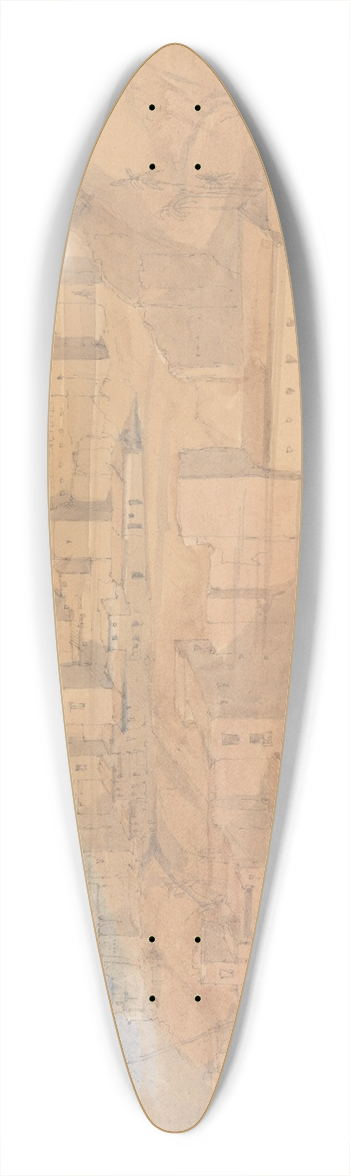 David Roberts - The Alcazaba from the Mole, Malaga 39.3 inch art pintail longboard deck