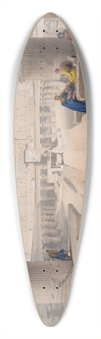 David Roberts - View from under the portico of Temple of Edfou [Idf], Upper Egypt. 39.3 inch art pintail longboard deck