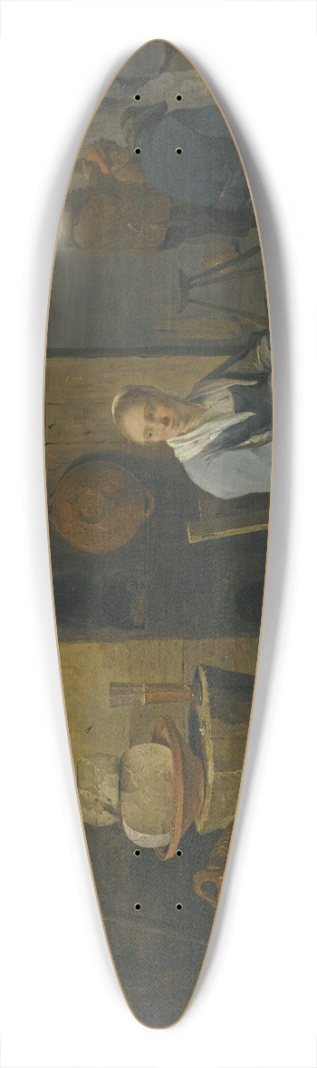 David Teniers The Younger - A Barn Interior With A Maid Preparing Vegetables 39.3 inch art pintail longboard deck