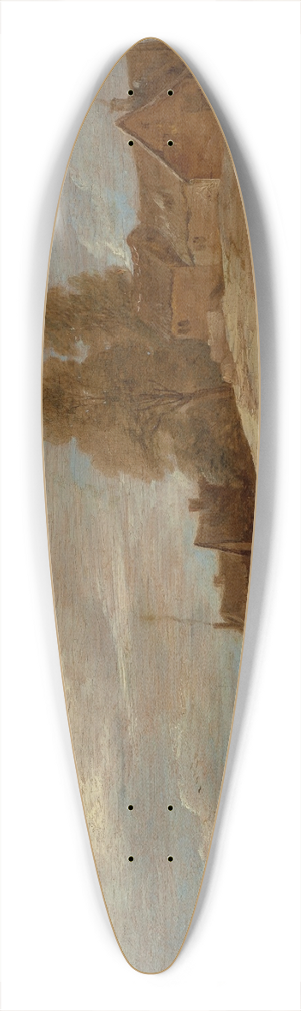 David Teniers The Younger - A landscape with figures on the outskirts of a town 39.3 inch art pintail longboard deck