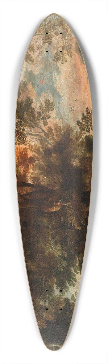 David Vinckboons - A wooded landscape with travellers 39.3 inch art pintail longboard deck