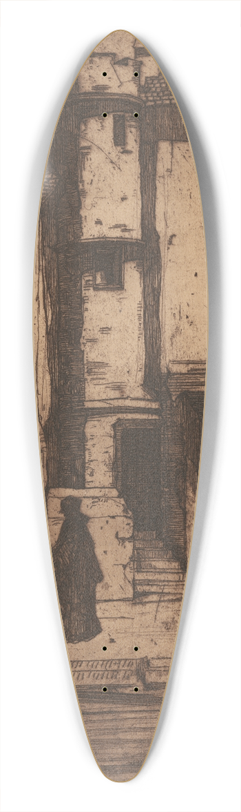 David Young Cameron - Old Houses, Stirling 39.3 inch art pintail longboard deck