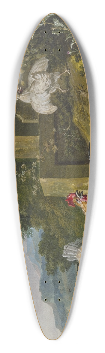 Dirck Dalens III - Ein Hahn und zwei Hennen mit ihren Jungen von einem Raubvogel berfallen 39.3 inch art pintail longboard deck