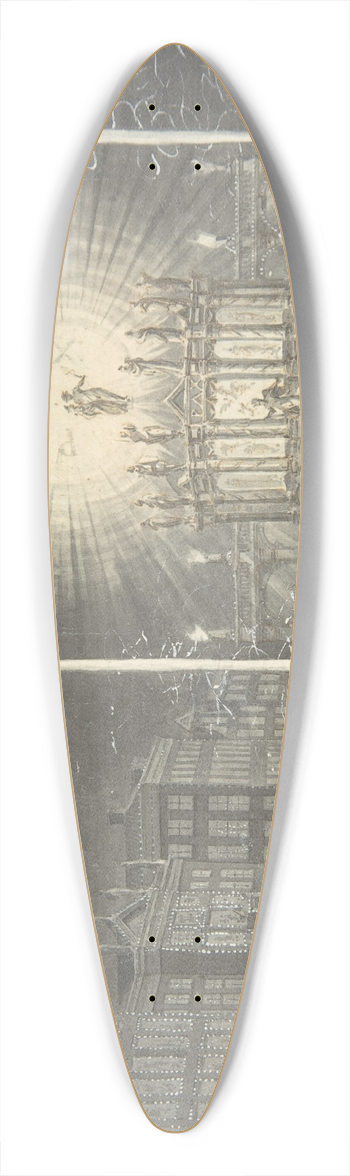 Dirk Langendijk - City Square with Fireworks 39.3 inch art pintail longboard deck