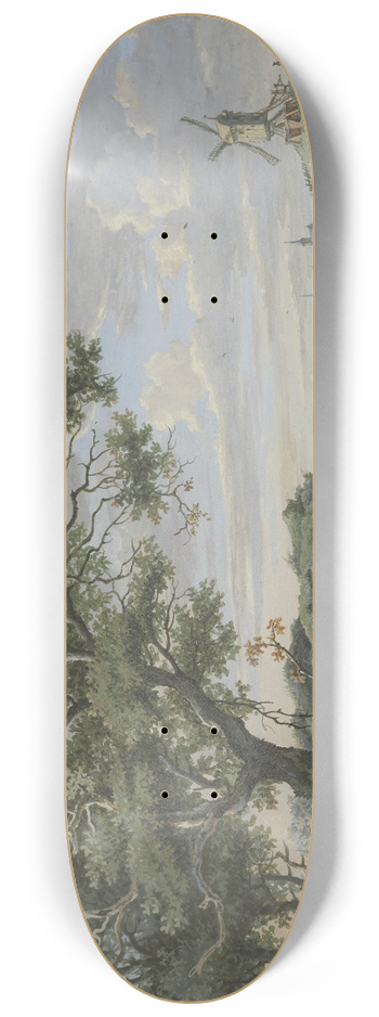 Carel Lodewijk Hansen - Rechts eine Windmhle, auf dem Weg ein Wagen mit Stroh 8.25 inch art skate deck
