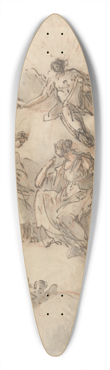 Domenico Mondo - Study for Ceiling: Apollo and other Figures 39.3 inch art pintail longboard deck