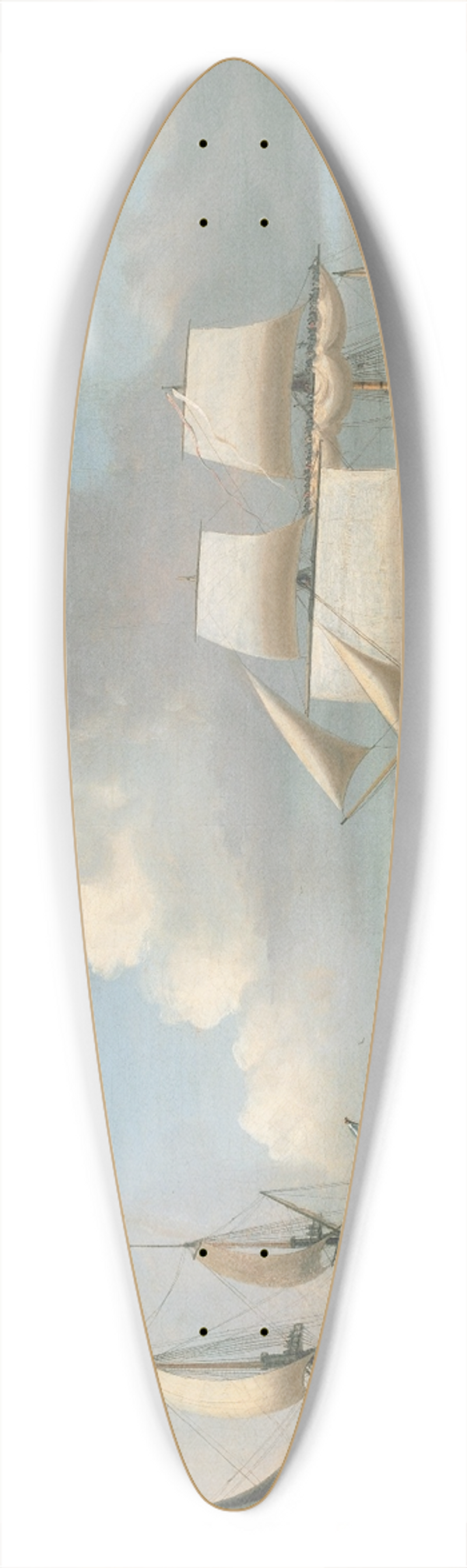 Dominic Serres - Foudroyant and Pgase entering Portsmouth Harbour, 1782 39.3 inch art pintail longboard deck